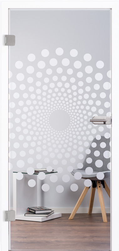 Ganzglastür Modell "Points" 4202, incl. Griffgarnitur