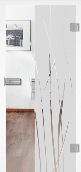 Ganzglastür Modell Bambus, incl. Griffgarnitur